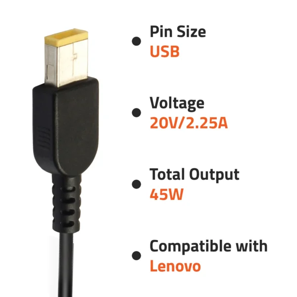 2_eea724bd-73cd-406e-a84c-44712c6001e4.webp Lenovo 20V 2.25A, 45W OEM Original Adapter - Yellow USB Tip (Brown Box Packed)