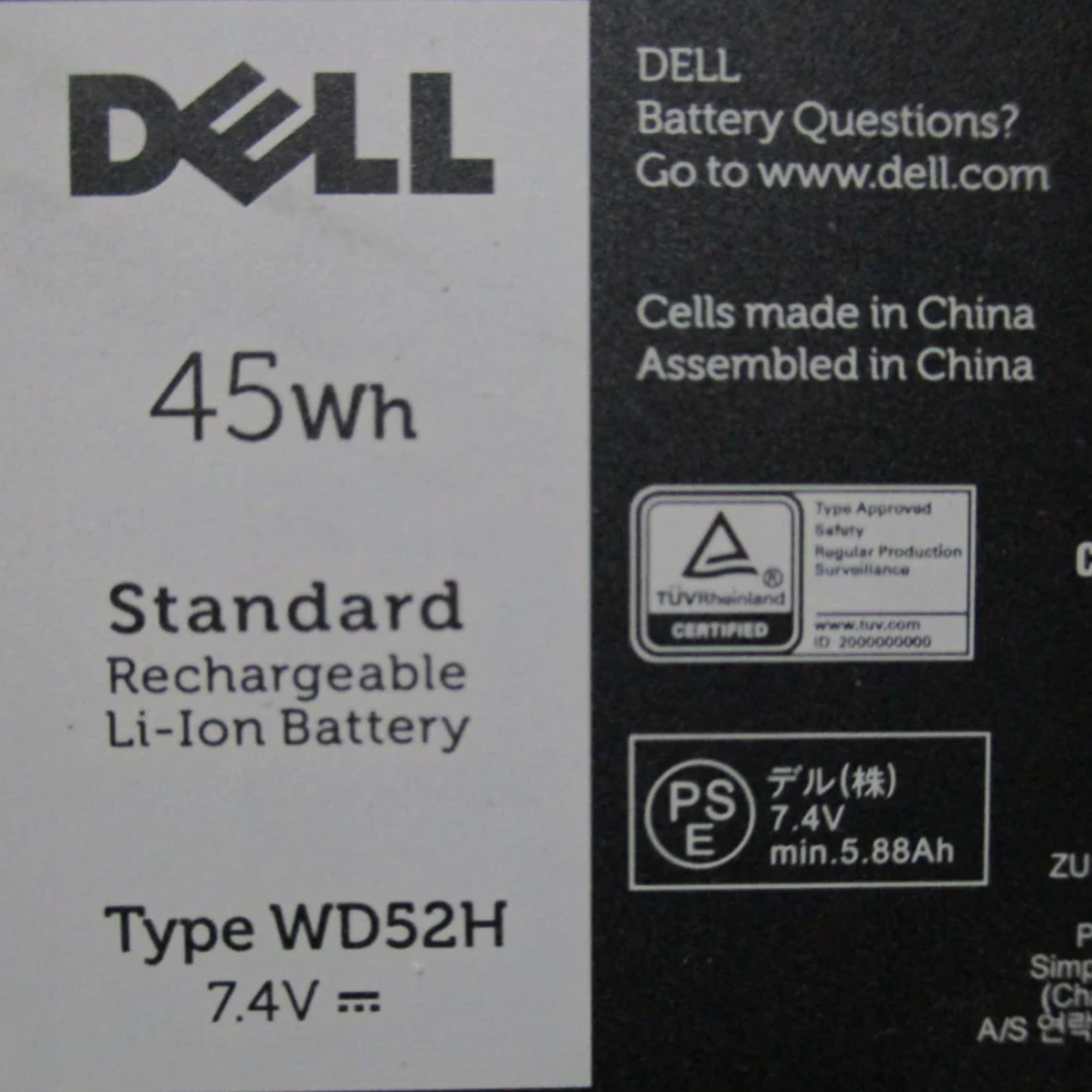 OEM Original WD52H Battery for Dell Latitude E7240 / E7250 Laptops - 4 Cell, 45Wh - 100% Reliable Power Solution