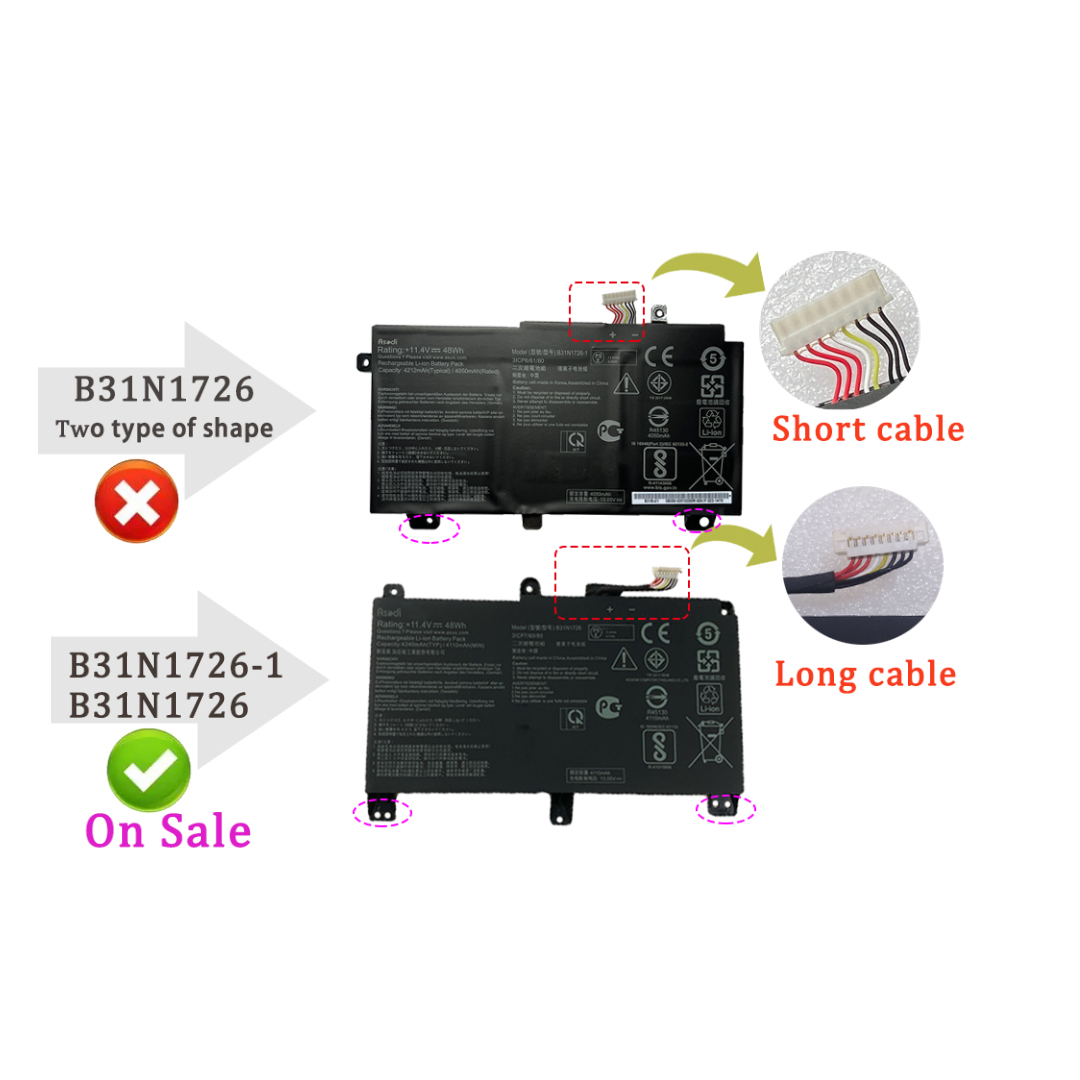 ASUS B31N1726 OEM Original Laptop Battery for ASUS FX80, FX86, and TUF FX504 Laptops - Type: B